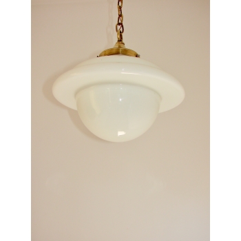 Lampa sufitowa vintage z lat 40. szkło i mosiądz